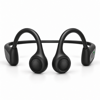 Sonovo Z28 bone conduction sound amplifier in black, front view showing both transducer pads